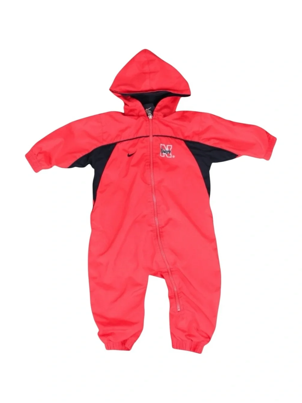 Vintage Nike Team Nebraska Huskers Baby Hooded Windbreaker Suit Red Black 18M